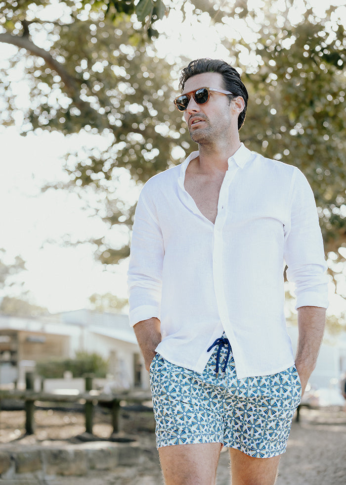 Men's White Linen Shirt