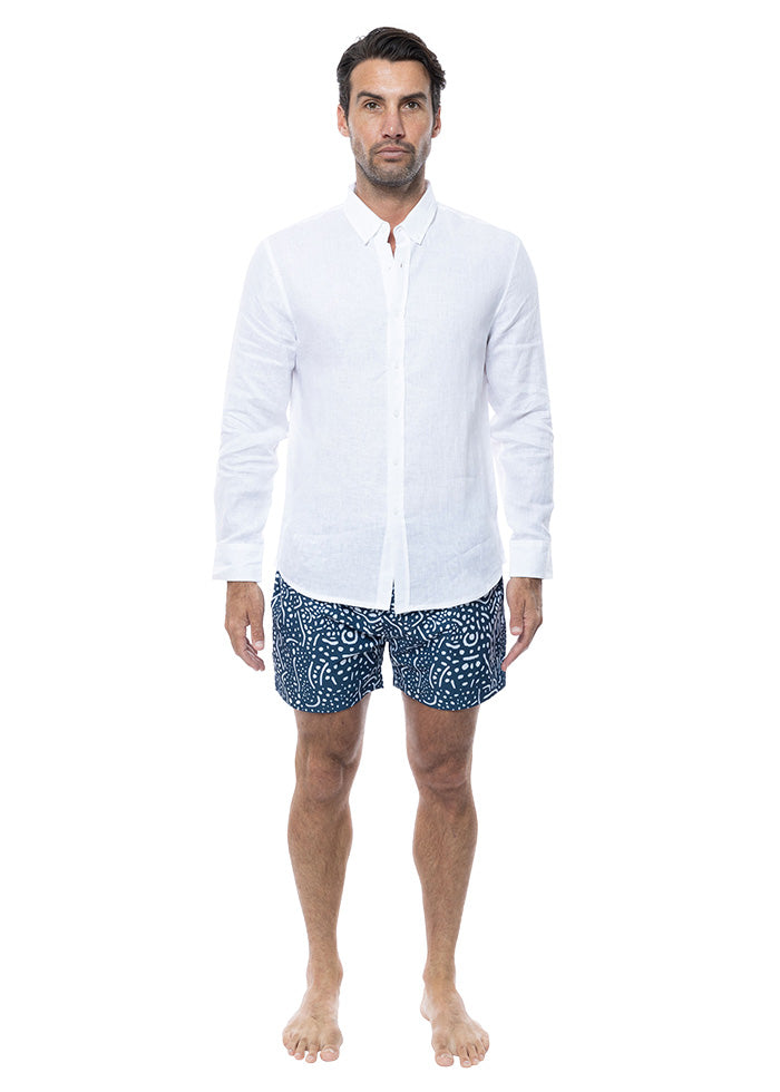 Men's White Linen Shirt