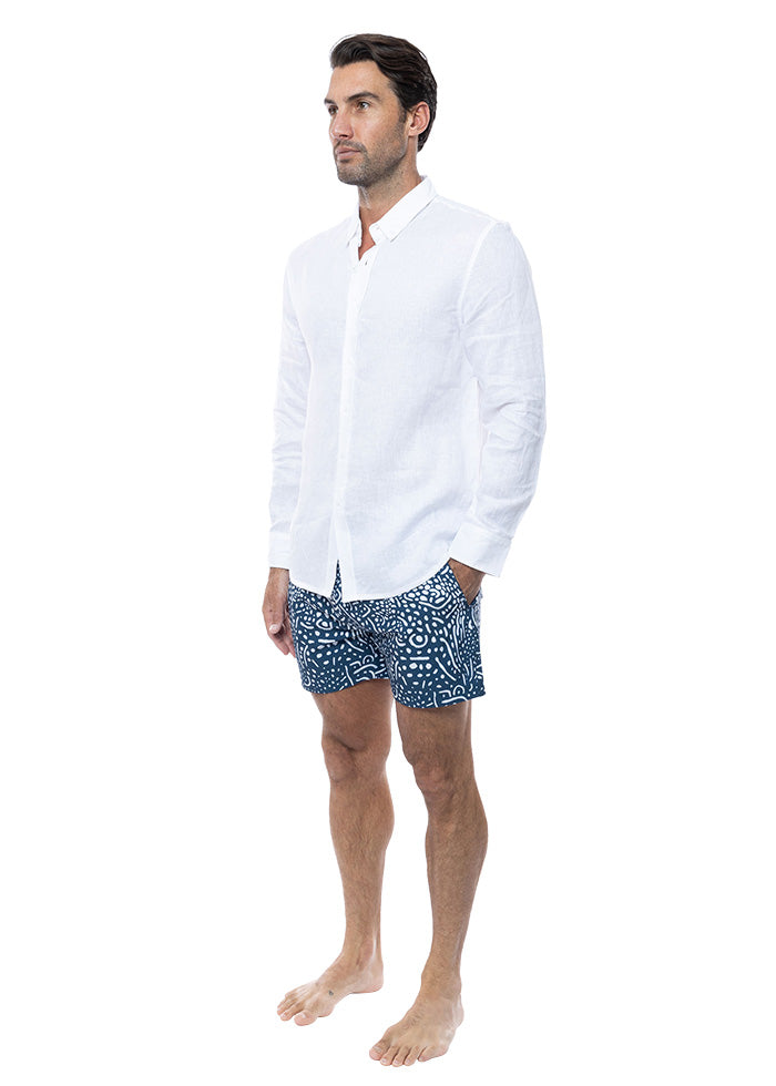 Men's White Linen Shirt