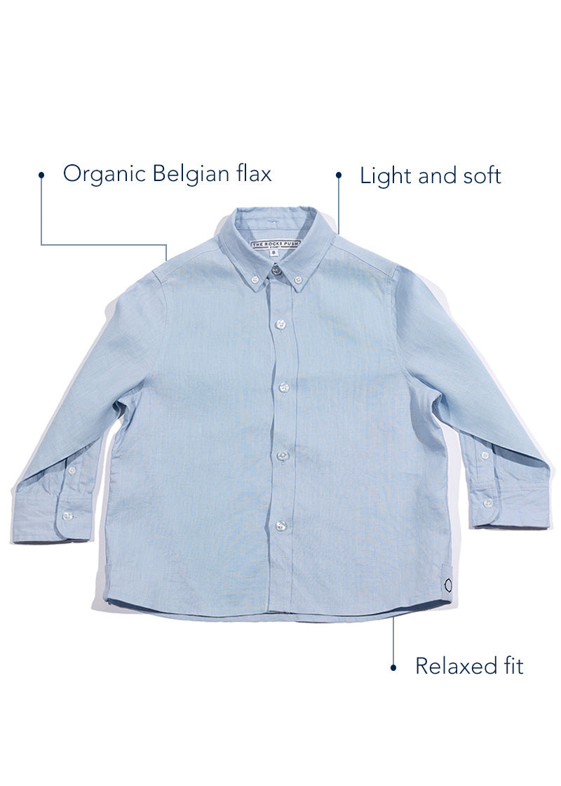 Boys' Dusty Blue Linen Shirt