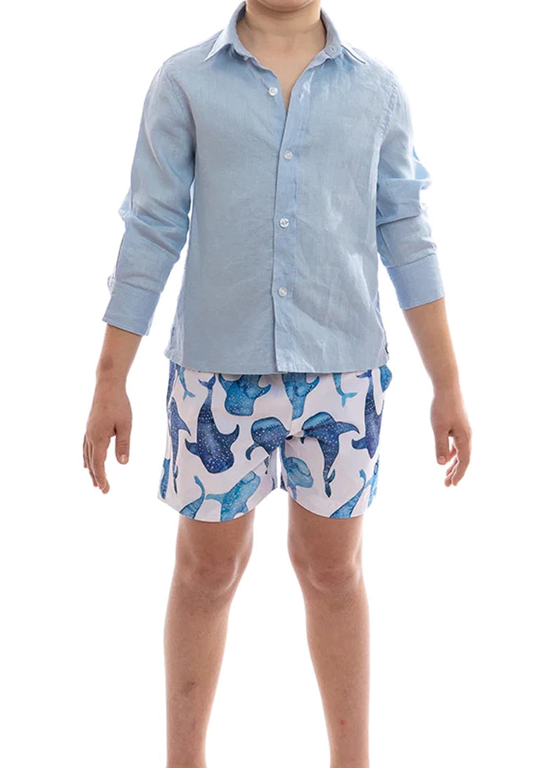 Boys' Dusty Blue Linen Shirt