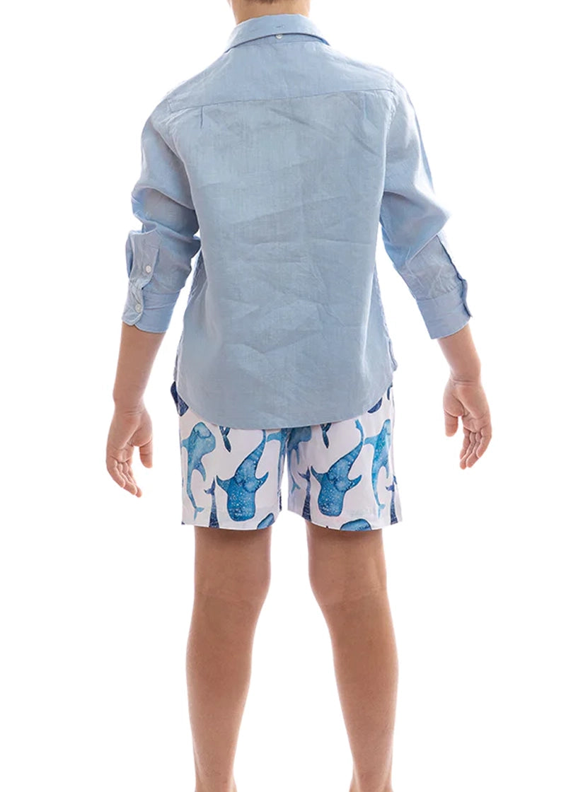 Boys' Dusty Blue Linen Shirt