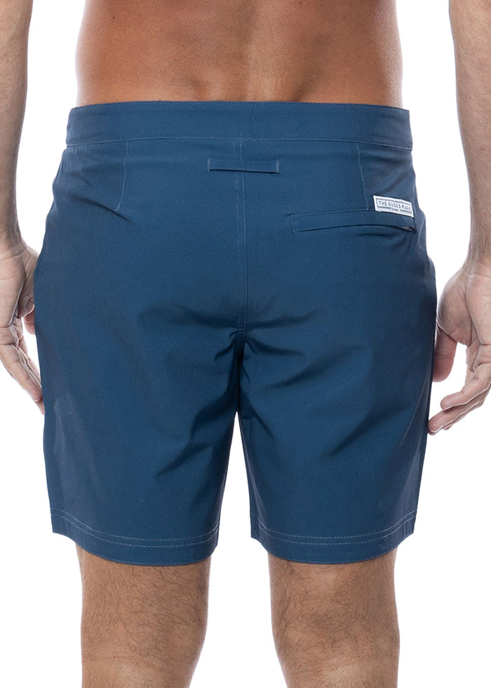 Tama Navy Mid Length Tailored Board Shorts