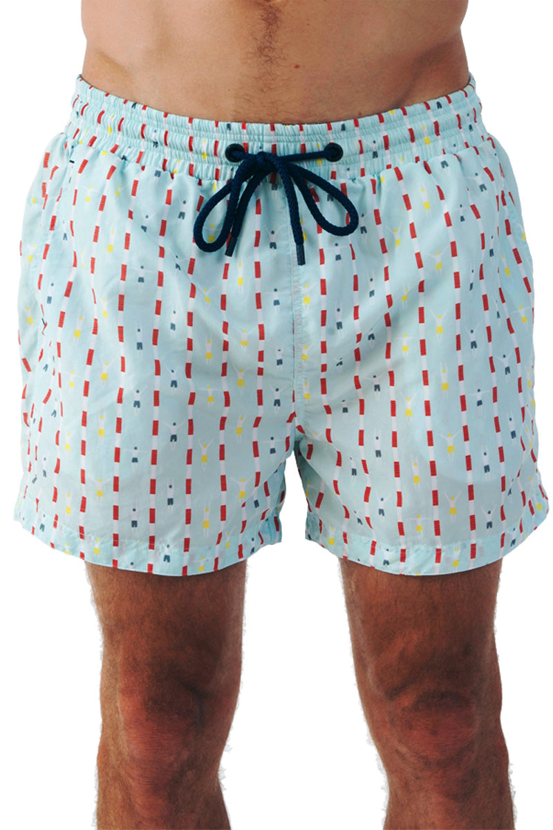 The Rocks Push mid-length mens board shorts blue laps recycled